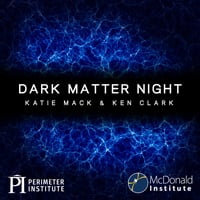 Abstract background of blue swirls with Dark Matter Night overtop